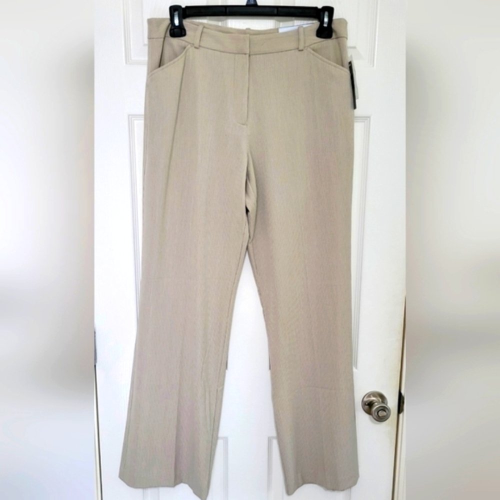 Lightweight professional pants in taupe/cream subtle stripes, NWT, size 14